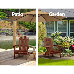 Gardeon 3PC Outdoor Setting Beach Chairs Table Wooden Adirondack Lounge Garden Furniture > Outdoor FF-BEACH-SET-3PC-NTLBR Online Furniture