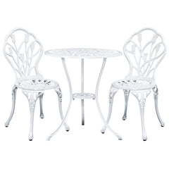 Gardeon 3PC Outdoor Setting Cast Aluminium Bistro Table Chair Patio White Furniture > Outdoor GB-CALU-3PC-XG1018-WH Online Furniture