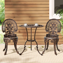 Gardeon 3PC Patio Furniture Outdoor Bistro Set Dining Chairs Aluminium Bronze Furniture > Outdoor GB-CALU-3PC-XG1802-BZ Online Furniture