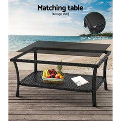 Gardeon 4 PCS Outdoor Furniture Lounge Setting Wicker Dining Set Black Furniture > Outdoor ODF-RATTAN-HARP-BK-AB Online Furniture