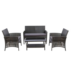 Gardeon 4 PCS Outdoor Furniture Lounge Setting Wicker Dining Set Grey Furniture > Outdoor ODF-RATTAN-HARP-GE-AB Online Furniture