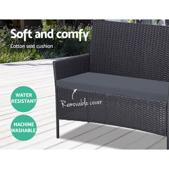 Gardeon 4-piece Outdoor Lounge Setting Wicker Patio Furniture Dining Set Grey Furniture > Outdoor ODF-PATIO-17007-GR-AB Online Furniture