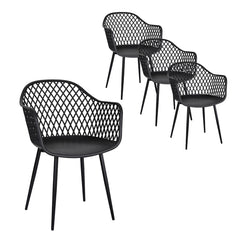 Gardeon 4PC Outdoor Dining Chairs PP Lounge Chair Patio Furniture Garden Black Furniture > Outdoor ODF-CHAIR-PP130-BK-4X Online Furniture