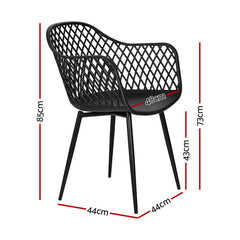 Gardeon 4PC Outdoor Dining Chairs PP Lounge Chair Patio Furniture Garden Black Furniture > Outdoor ODF-CHAIR-PP130-BK-4X Online Furniture