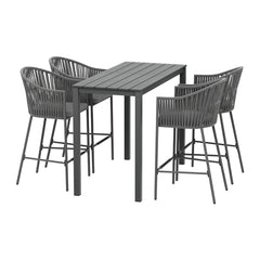 Gardeon 5-Piece Outdoor Bar Set Dining Table Rope Chair Patio Bistro Set Furniture > Outdoor ODF-BARSET-ROPE-5SET-AB Online Furniture