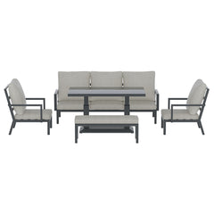 Gardeon 5-Piece Outdoor Furniture Setting Table Chair Set Aluminium Sofa 7-Seater Furniture > Outdoor ALU-SOFA-5PCS-BENCH-AB Online Furniture