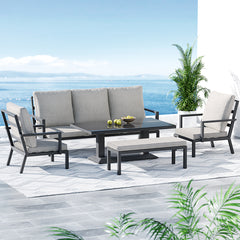 Gardeon 5-Piece Outdoor Furniture Setting Table Chair Set Aluminium Sofa 7-Seater Furniture > Outdoor ALU-SOFA-5PCS-BENCH-AB Online Furniture