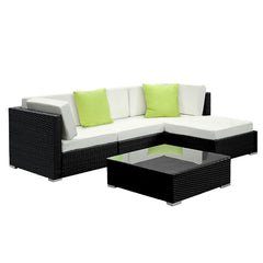 Gardeon 5PC Sofa Set with Storage Cover Outdoor Furniture Wicker Furniture > Outdoor FF-SOFA-BK-5PC-AB Online Furniture