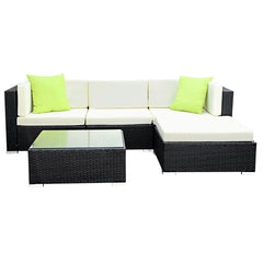 Gardeon 5PC Sofa Set with Storage Cover Outdoor Furniture Wicker Furniture > Outdoor FF-SOFA-BK-5PC-AB Online Furniture