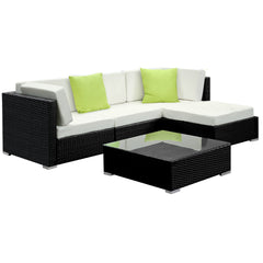 Gardeon 5PC Sofa Set with Storage Cover Outdoor Furniture Wicker Furniture > Outdoor FF-SOFA-BK-5PC-AB Online Furniture