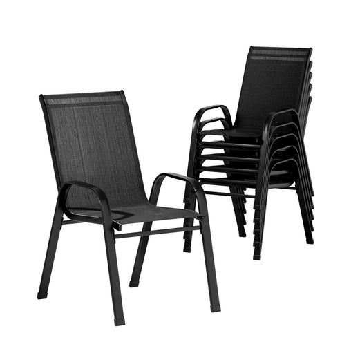 Gardeon 6X Outdoor Stackable Chairs Lounge Chair Bistro Set Patio Furniture Furniture > Outdoor FF-STA-CHAIR-BK-X6 Online Furniture