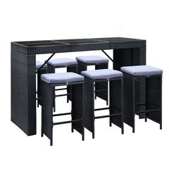 Gardeon 7 Piece Outdoor Dining Table Set - Black Furniture > Outdoor FF-BARSET-BK-7ABC Online Furniture