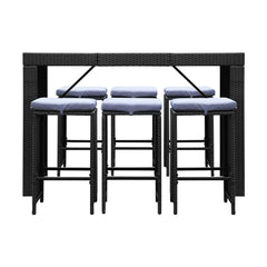 Gardeon 7 Piece Outdoor Dining Table Set - Black Furniture > Outdoor FF-BARSET-BK-7ABC Online Furniture