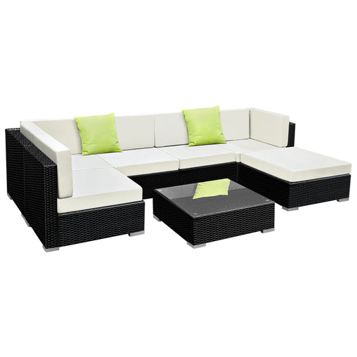 Gardeon 7PC Outdoor Furniture Sofa Set Wicker Garden Patio Pool Lounge Furniture > Outdoor FF-SOFA-BK-7PC-ABC-N Online Furniture