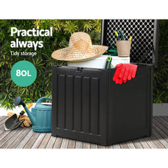 Gardeon 80L Outdoor Storage Box Waterproof Container Indoor Garden Toy Tool Shed - ozily