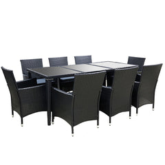 Gardeon 9 Piece Outdoor Dining Set - Black Furniture > Outdoor FF-DINING-9CLS-BK-ABCD Online Furniture