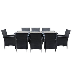 Gardeon 9 Piece Outdoor Dining Set - Black Furniture > Outdoor FF-DINING-9CLS-BK-ABCD Online Furniture