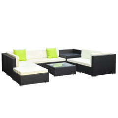 Gardeon 9PC Outdoor Furniture Sofa Set Wicker Garden Patio Pool Lounge Furniture > Outdoor FF-SOFA-BK-9PC-ABCD-N Online Furniture