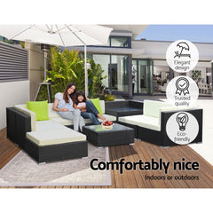 Gardeon 9PC Outdoor Furniture Sofa Set Wicker Garden Patio Pool Lounge Furniture > Outdoor FF-SOFA-BK-9PC-ABCD-N Online Furniture