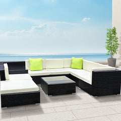 Gardeon 9PC Outdoor Furniture Sofa Set Wicker Garden Patio Pool Lounge Furniture > Outdoor FF-SOFA-BK-9PC-ABCD-N Online Furniture