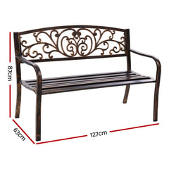 Gardeon Cast Iron Garden Bench - Bronze Furniture GB-STEEL-XG201-BZ Online Furniture