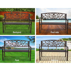 Gardeon Cast Iron Garden Bench - Bronze Furniture GB-STEEL-XG201-BZ Online Furniture