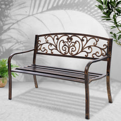 Gardeon Cast Iron Garden Bench - Bronze Furniture GB-STEEL-XG201-BZ Online Furniture