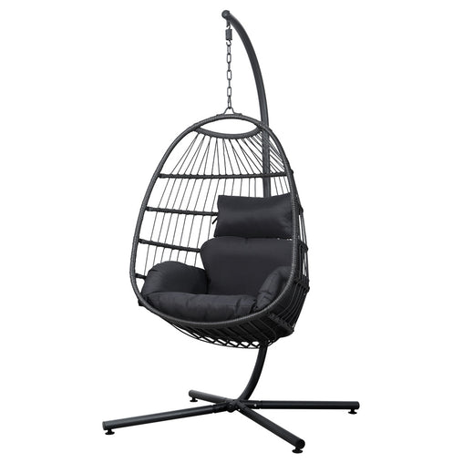 Gardeon Egg Swing Chair Hammock Stand Outdoor Furniture Hanging Wicker Seat Grey Furniture > Outdoor HM-EGG-ROPE-XD-GREY Online Furniture