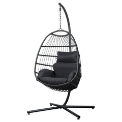 Gardeon Egg Swing Chair Hammock Stand Outdoor Furniture Hanging Wicker Seat Grey Furniture > Outdoor HM-EGG-ROPE-XD-GREY Online Furniture