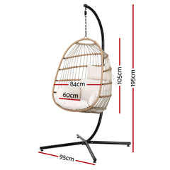 Gardeon Egg Swing Chair Hammock With Stand Outdoor Furniture Hanging Wicker Seat Furniture > Outdoor HM-EGG-ROPE-XD-YE Online Furniture