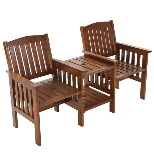 Gardeon Garden Bench Chair Table Loveseat Wooden Outdoor Furniture Patio Park Brown Furniture > Outdoor ODF-LOVESEAT-BR Online Furniture