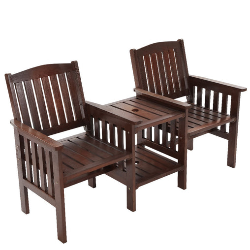 Gardeon Garden Bench Chair Table Loveseat Wooden Outdoor Furniture Patio Park Charcoal Brown Furniture > Outdoor ODF-LOVESEAT-CC Online Furniture