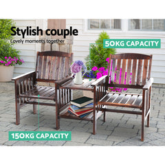 Gardeon Garden Bench Chair Table Loveseat Wooden Outdoor Furniture Patio Park Charcoal Brown Furniture > Outdoor ODF-LOVESEAT-CC Online Furniture