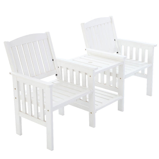 Gardeon Garden Bench Chair Table Loveseat Wooden Outdoor Furniture Patio Park White Furniture > Outdoor ODF-LOVESEAT-WH Online Furniture