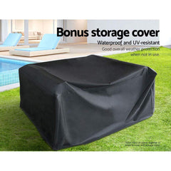 Gardeon Garden Furniture Outdoor Lounge Setting Wicker Sofa Patio Storage Cover Black - ozily
