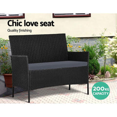 Gardeon Garden Furniture Outdoor Lounge Setting Wicker Sofa Patio Storage Cover Black - ozily