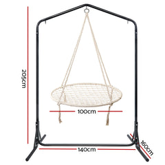 Gardeon Hammock Chair Kids Swing with Stand 100cm - Cream Furniture > Outdoor HM-CHAIR-NEST-CREAM-U Online Furniture