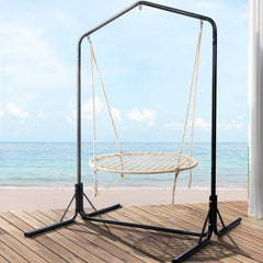 Gardeon Hammock Chair Kids Swing with Stand 100cm - Cream Furniture > Outdoor HM-CHAIR-NEST-CREAM-U Online Furniture