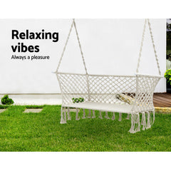 Gardeon Hammock Chair Outdoor Portable Camping Hammocks 2 Person Cream Furniture > Outdoor HM-CHAIR-DOU-CREAM Online Furniture