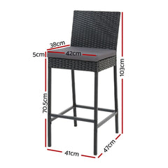 Gardeon Outdoor Bar Stools Dining Chairs Rattan Furniture X4 - ozily