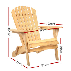 Gardeon Outdoor Chairs Furniture Beach Chair Lounge Wooden Adirondack Garden Patio Furniture > Outdoor FF-BEACH-CHAIR-NTL Online Furniture