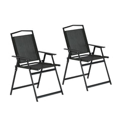 Gardeon Outdoor Chairs Portable Folding Camping Chair Steel Patio Furniture Furniture > Outdoor ODF-CHAIR-FOLD-BK-2X Online Furniture