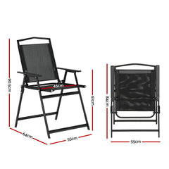 Gardeon Outdoor Chairs Portable Folding Camping Chair Steel Patio Furniture Furniture > Outdoor ODF-CHAIR-FOLD-BK-2X Online Furniture