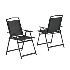 Gardeon Outdoor Chairs Portable Folding Camping Chair Steel Patio Furniture Furniture > Outdoor ODF-CHAIR-FOLD-BK-2X Online Furniture