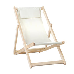 Gardeon Outdoor Chairs Sun Lounge Deck Beach Chair Folding Wooden Patio Furniture Beige - ozily