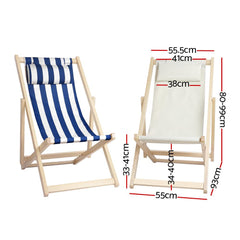 Gardeon Outdoor Chairs Sun Lounge Deck Beach Chair Folding Wooden Patio Furniture Beige - ozily