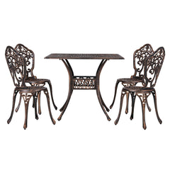 Gardeon Outdoor Dining Set 5 Piece Chairs Table Cast Aluminum Patio Brown Furniture > Outdoor FF-DINING-CALU-BR-AB Online Furniture