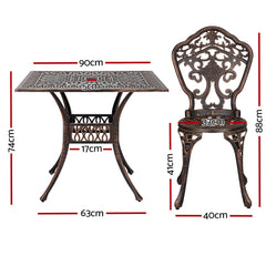 Gardeon Outdoor Dining Set 5 Piece Chairs Table Cast Aluminum Patio Brown Furniture > Outdoor FF-DINING-CALU-BR-AB Online Furniture