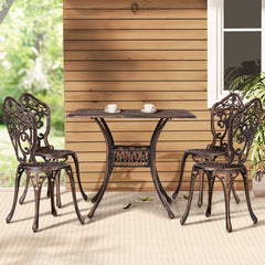 Gardeon Outdoor Dining Set 5 Piece Chairs Table Cast Aluminum Patio Brown Furniture > Outdoor FF-DINING-CALU-BR-AB Online Furniture