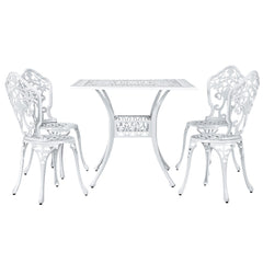 Gardeon Outdoor Dining Set 5 Piece Chairs Table Cast Aluminum Patio White Furniture > Outdoor FF-DINING-CALU-WH-AB Online Furniture